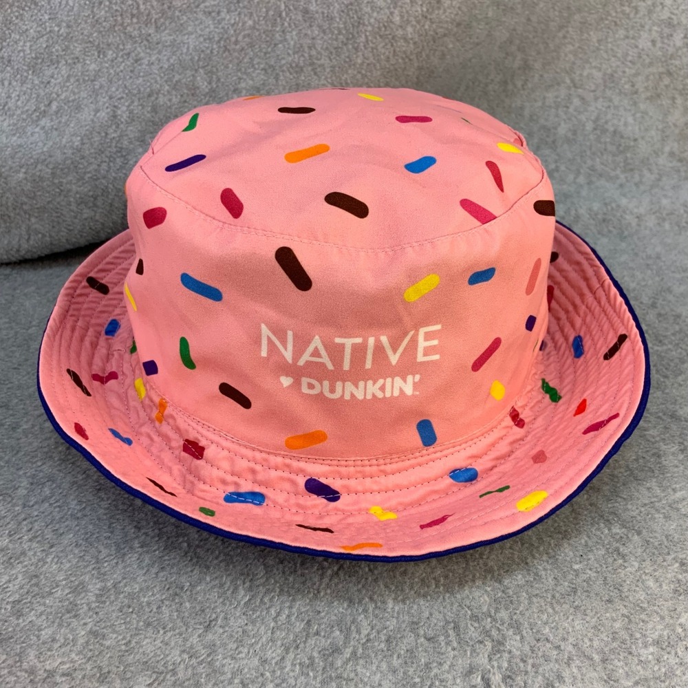 Native Dunkin Logo Unisex Blue Pink Native Bucket Hat Reversible Sprinkles OS